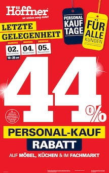 Höffner München Prospekt "44% PERSONAL-KAUF RABATT" mit 4 Seiten