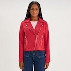 Veste biker en suédine ajustée rouge femme - La Halle Veste biker en suédine ajustée rouge femme à 39,99 € dans le catalogue La Halle