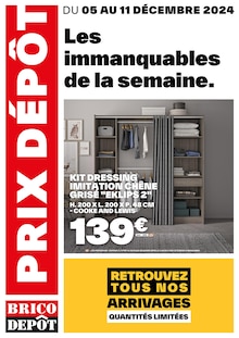 Prospectus Brico Dépôt de la semaine "Les immanquables de la semaine" avec 1 page, valide du 05/12/2024 au 11/12/2024 pour Liévin et alentours