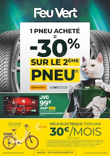Prospectus Feu Vert de la semaine "1 pneu acheté = -30% sur le 2ème pneu" avec 1 page, valide du 19/06/2024 au 23/07/2024 pour Aurillac et alentours