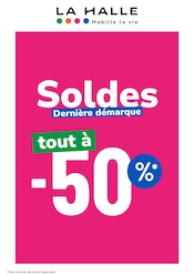 Promos Chaussures Homme dans le catalogue "Soldes Dernière démarque tout à -50%" de La Halle Chaussures Homme en promo dans le catalogue La Halle à la page 1