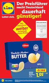 Butter Angebote im Prospekt "Der Preisführer macht Deutschland dauerhaft günstiger!" von Lidl auf Seite 1