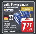 Alkaline-Batterien "Longlife Power" Mignon AA oder Micro AAA. Angebote von VARTA bei EDEKA Bayreuth für 7,77 €