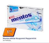 White Kaugummi Peppermint im Action Prospekt White Kaugummi Peppermint von Mentos im aktuellen Action Prospekt für 1,59 €