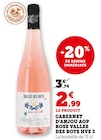 Cabernet d'Anjou AOP rose Vallee des roys Hve 3 en promo chez Super U Saint-Gaudens à 2,99 €