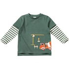 Babykleidung im dm-drogerie markt Prospekt Langarmshirt mit Baustellen-Motiv, grün, Gr. 98 von ALANA im aktuellen dm-drogerie markt Prospekt für 8,90 €