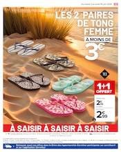 Promos Tongs Femme dans le catalogue "Les basiques c’est nous. La vie qui va avec, c’est vous." de Carrefour à la page 5