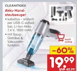 Akku-Handstaubsauger Angebote von CLEANmaxx bei Netto Marken-Discount Würzburg für 19,99 €