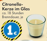 Citronella-Kerze im Glas für 1,00 € bei TEDi im Angebot Citronella-Kerze im Glas im aktuellen TEDi Prospekt