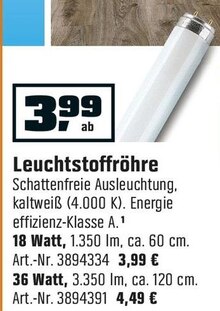 Leuchtstoffröhre bei OBI in Erftstadt Leuchtstoffröhre im Angebot bei OBI Erftstadt für 3,99 €