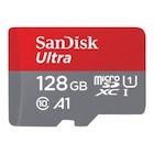 Carte mémoire micro SD ULTRA 128Go 140MB - SANDISK en promo chez Carrefour Carte mémoire micro SD ULTRA 128Go 140MB - SANDISK dans le catalogue Carrefour