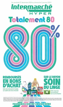 Prospectus Intermarché de la semaine "Totalement 80 80%" avec 1 pages, valide du 27/12/2024 au 05/01/2025 pour Besançon et alentours