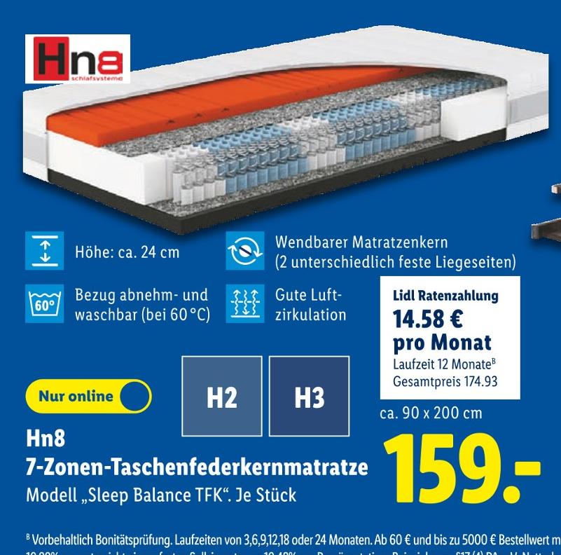 7-Zonen-Taschenfederkernmatratze