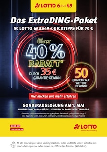Aktueller Lotto Baden-Württemberg Prospekt "Das ExtraDing-Paket" Seite 1 von 1 Seite für Nürtingen