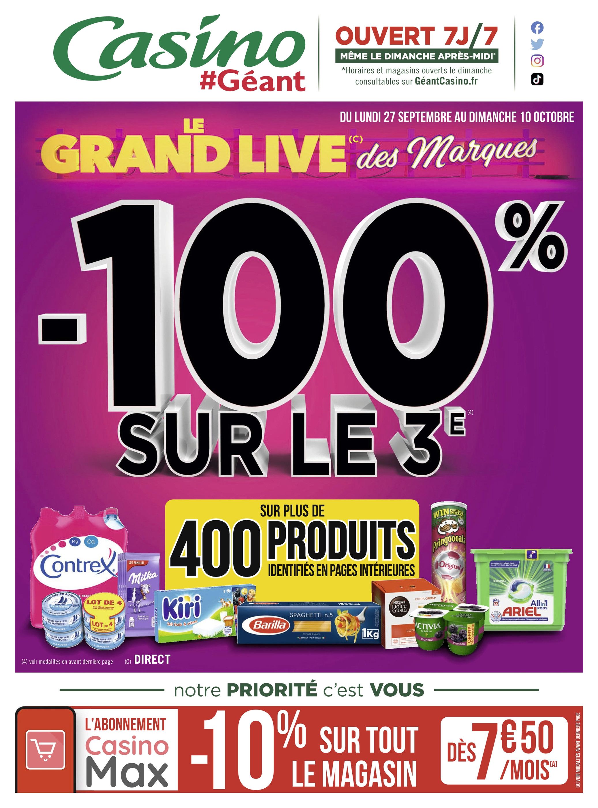 Catalogue Géant Casino à Nice, avec 92 pages Prospectus Géant Casino à Nice, "Le grand live des marques", 92 pages, 27/09/2021 - 10/10/2021