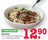 Nudeln mit Linsenbolognese und Beilagensalat Angebote bei E center Frankfurt für 12,90 €