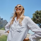 Chemise lin mélangé manches longues blanc femme dans le catalogue La Halle