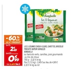 Les 3 légumes choux-fleurs, carottes, brocolis précuits vapeur surgelés - Bonduelle à 0,99 € dans le catalogue Netto