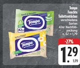 Feuchte Toilettentücher im Angebot bei EDEKA in Chemnitz Feuchte Toilettentücher Angebote von Tempo bei EDEKA Chemnitz für 1,29 €