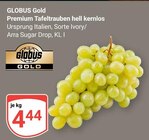 Premium Tafeltrauben hell kernlos im Angebot bei GLOBUS in Siegen Premium Tafeltrauben hell kernlos Angebote von GLOBUS Gold bei GLOBUS Siegen für 4,44 €