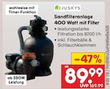 Sandfilteranlage 400 Watt mit Filter Angebote von Juskys bei Netto Marken-Discount Dreieich für 89,99 €