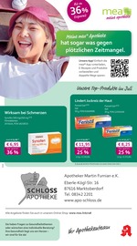 mea - meine apotheke Apotheken Prospekt der aktuellen Woche mit 4 Seiten, gültig von 01.07.2026 bis 31.07.2026, in Marktoberdorf und Umgebung Aktueller mea - meine apotheke Apotheken Prospekt in Marktoberdorf und Umgebung, "Unsere Juli-Angebote" mit 4 Seiten, 01.07.2026 - 31.07.2026