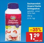Unsere frische Schlagsahne Angebote von Sachsenmilch bei Netto Marken-Discount Schwerin für 1,29 €