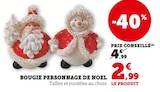 Bougie personnage de Noël en promo chez Super U Calais à 2,99 €
