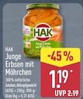 Junge Erbsen mit Möhrchen von HAK für 1,19 € bei ALDI Nord im Angebot Junge Erbsen mit Möhrchen von HAK im aktuellen ALDI Nord Prospekt