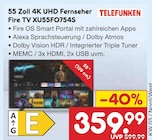 55 Zoll 4K UHD Fernseher Fire TV XU55FO754S Angebote von TELEFUNKEN bei Netto Marken-Discount Bergisch Gladbach für 359,99 €