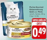 Gourmet Katzennahrung Gold oder Perle Angebote von Purina bei EDEKA Koblenz für 0,49 €