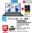 PORTABLE MODERN 15-A11MU-1021FR + PACK NORTON 360 PLATINUM à Auchan dans Saint-Vrain PORTABLE MODERN 15-A11MU-1021FR + PACK NORTON 360 PLATINUM à Auchan dans Saint-Vrain