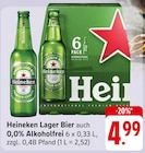 Aktuelles Heineken Lager Bier oder 0,0% Alkoholfrei Angebot bei E center in Göppingen ab 4,99 €