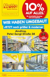 Netto Marken-Discount Prospekt für Aindling mit 4 Seiten Netto Marken-Discount Prospekt für Aindling: "Wiedereröffnung - 10% auf ALLES", 4 Seiten, 16.06.2026 - 20.06.2026