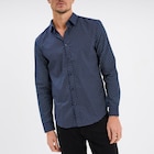 Chemise droite repassage facile bleu marine homme - La Halle Chemise droite repassage facile bleu marine homme à 15,99 € dans le catalogue La Halle