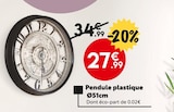 Pendule plastique Ø51cm en promo chez Maxi Bazar Lyon à 27,99 €