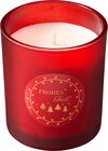 Duftkerze im Glas "Frohes Fest", bordeaux von Dekorieren & Einrichten für 3,95 € bei dm-drogerie markt im Angebot Duftkerze im Glas "Frohes Fest", bordeaux von Dekorieren & Einrichten im aktuellen dm-drogerie markt Prospekt