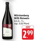 WZG Rotwein Angebote von Württemberg bei EDEKA Heilbronn für 2,99 €