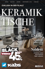 Kabs Möbel & Einrichtung Prospekt der aktuellen Woche mit 19 Seiten, gültig von 24.10.2025 bis 01.12.2025, in Mettingen und Umgebung Aktueller Kabs Möbel & Einrichtung Prospekt in Mettingen und Umgebung, "ELEGANZ UND VIELSEITIGKEIT FÜR IHR ESSZIMMER." mit 19 Seiten, 24.10.2025 - 01.12.2025