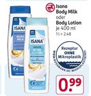 Body Milk oder Body Lotion von Isana im aktuellen Rossmann Prospekt für 0,99 €