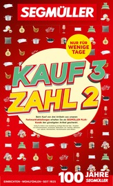 Segmüller Möbel & Einrichtung Prospekt der aktuellen Woche mit 8 Seiten, gültig von 05.07.2025 bis 02.08.2025, in Zülpich und Umgebung Aktueller Segmüller Möbel & Einrichtung Prospekt in Zülpich und Umgebung, "Kauf 3 zahl 2" mit 8 Seiten, 05.07.2025 - 02.08.2025