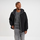 Blouson réversible à capuche zippé noir homme en promo chez La Halle Blouson réversible à capuche zippé noir homme dans le catalogue La Halle