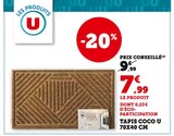 Tapis coco 70x40 cm - U - Super U à Besançon Tapis coco 70x40 cm - U en promo chez Super U Besançon à 7,99 €
