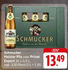 Meister Pils oder Privat Export Angebote von Schmucker bei E center Worms für 13,49 €