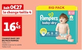 CHANGES BABY DRY BIG PACK - PAMPERS en promo chez Auchan Supermarché Savigny-le-Temple à 16,45 €