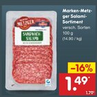Aktuelle Wurst Angebote bei Netto Marken-Discount in Leverkusen Aktuelles Marken-Metzger Salami-Sortiment Angebot bei Netto Marken-Discount in Leverkusen ab 1,49 €