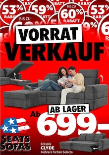 Ecksofa im aktuellen Seats and Sofas Prospekt (Bochum) Ecksofa im Seats and Sofas Prospekt "VORRAT-VERKAUF" mit 1 Seiten (Bochum)