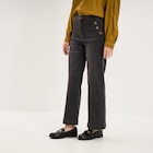 Jean large cropped à pont taille haute denim noir femme en promo chez La Halle Jean large cropped à pont taille haute denim noir femme dans le catalogue La Halle