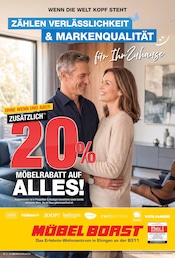 Möbel Borst Möbel & Einrichtung Prospekt der aktuellen Woche mit 12 Seiten, gültig von 19.05.2026 bis 09.06.2026, in Ehingen und Umgebung Aktueller Möbel Borst Möbel & Einrichtung Prospekt in Ehingen und Umgebung, "WENN DIE WELT KOPF STEHT ZÄHLEN VERLÄSSLICHKEIT & MARKENQUALITÄT" mit 12 Seiten, 19.05.2026 - 09.06.2026