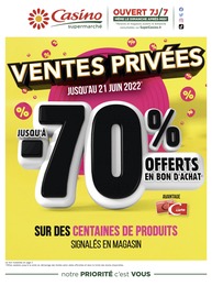 Catalogue Casino Supermarchés à Courbevoie, avec 8 pages Prospectus Casino Supermarchés à Courbevoie, "Ventes privées", 8 pages, 23/05/2022 - 21/06/2022